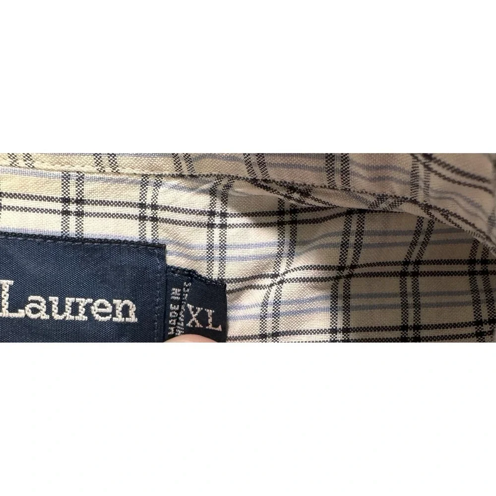 Polo Ralph Lauren McMeel Shirt Men XL Blue Black Gingham Button Down Performance